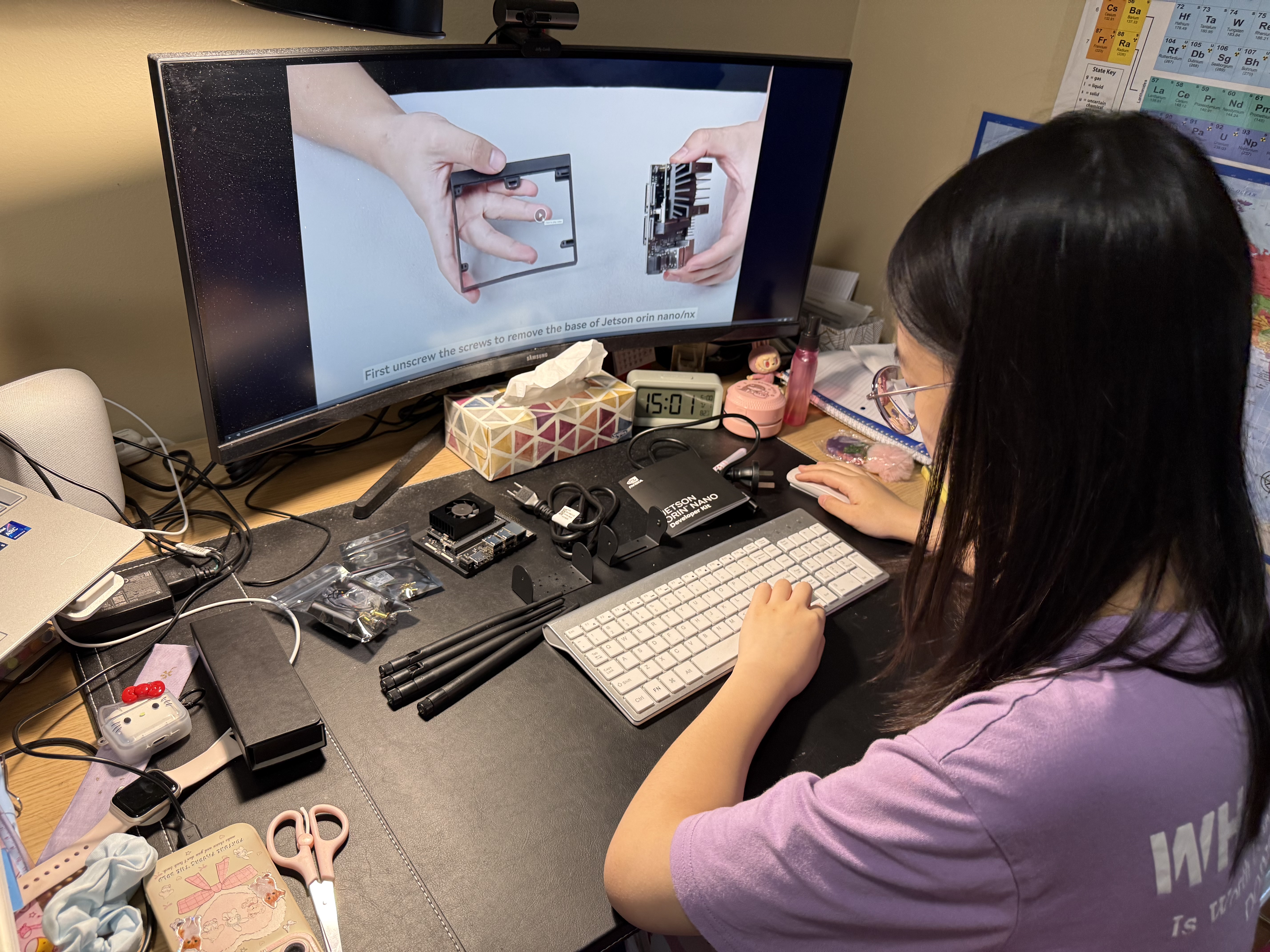 Building the Jetson Orin Nano — assembling components on a workbench